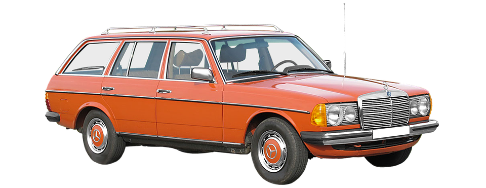 Vintage Mercedes Station Wagon Orange PNG