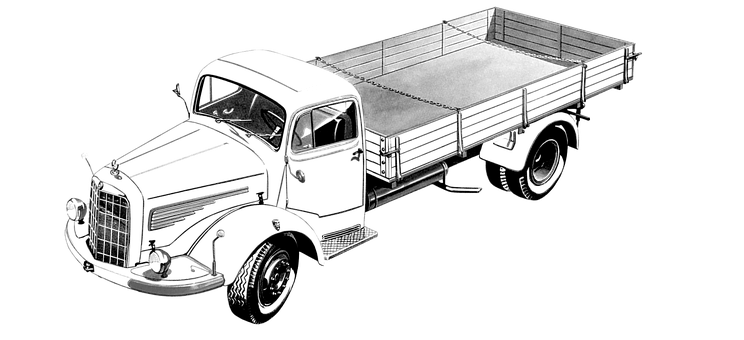 Vintage Mercedes Truck Illustration PNG