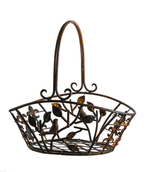 Vintage Metal Fruit Basket PNG