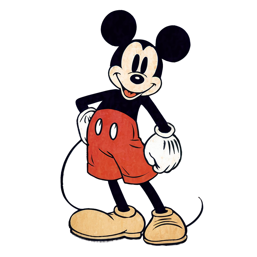 Vintage Mickey Mouse Drawing Png Luy44 PNG