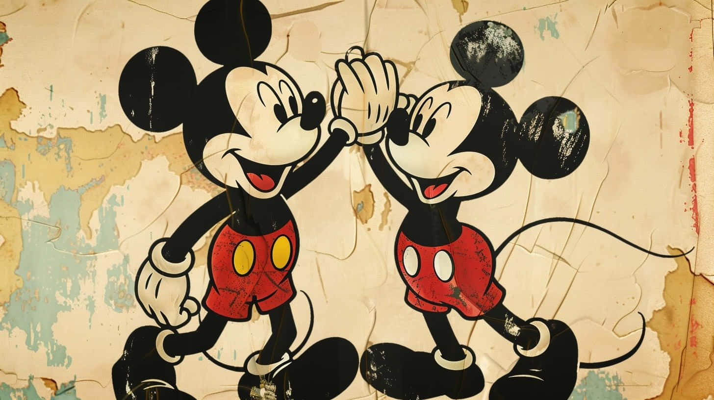 Vintage Mickey Mouse High Five Wallpaper