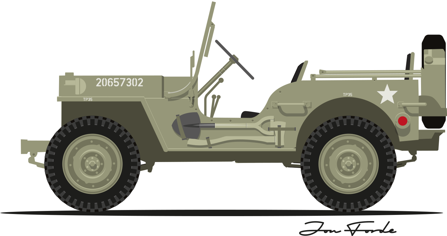 Vintage Military Jeep Illustration PNG