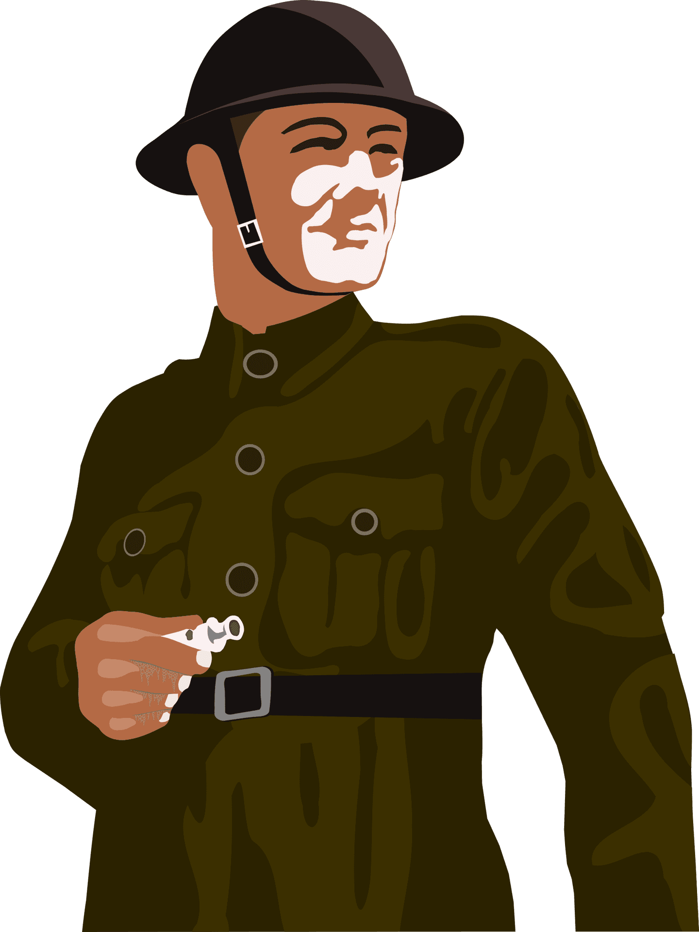 Vintage Military Officer Illustration PNG
