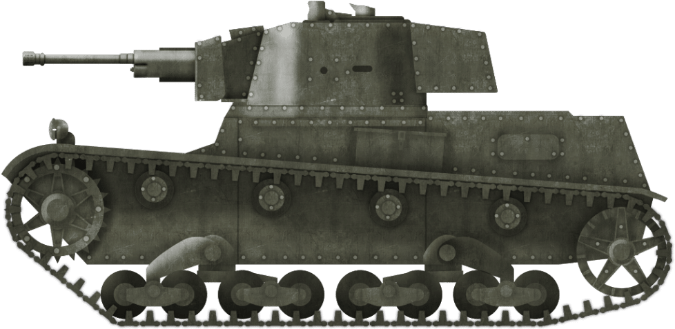 Vintage Military Tank Side View PNG