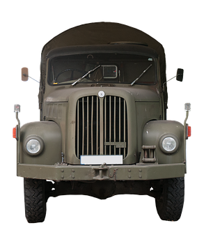 Vintage Military Truck Front View PNG