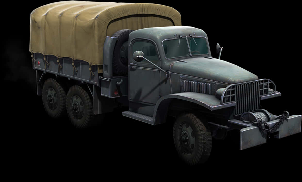 Vintage Military Truck Isolated PNG