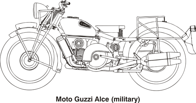 Vintage Moto Guzzi Alce Military Motorcycle PNG