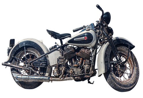 Vintage Motorcycle Blackand White PNG