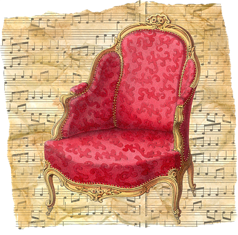 Vintage Musical Chair Illustration PNG