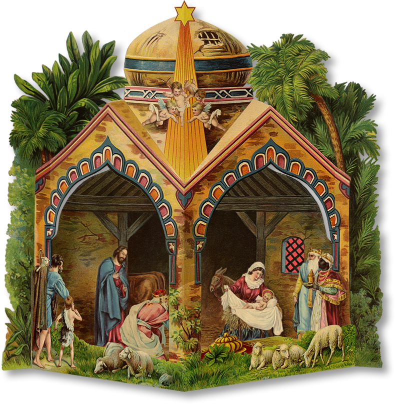 Vintage Nativity Scene Illustration PNG