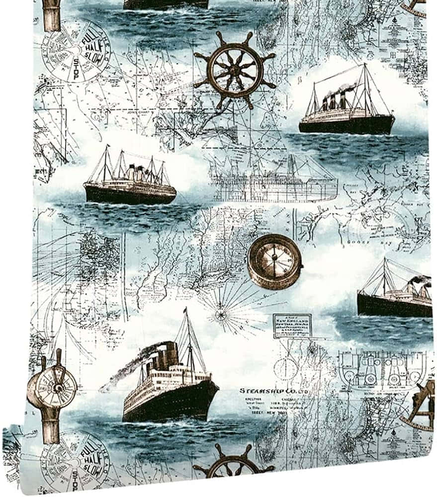 Vintage Nautical Collage Patroon Achtergrond