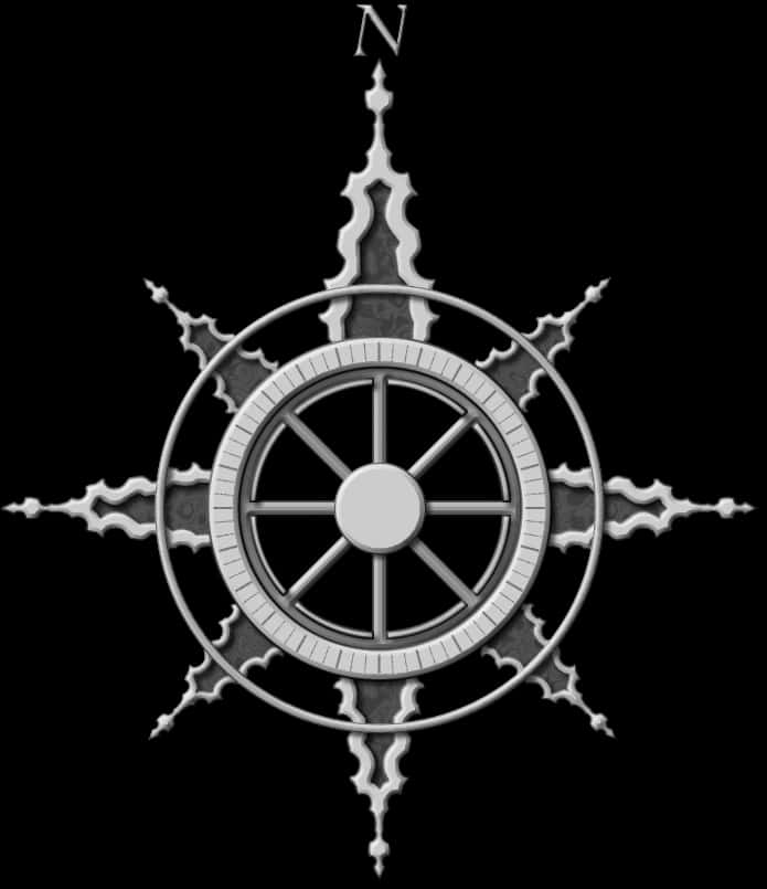 Vintage Nautical Compass Design PNG
