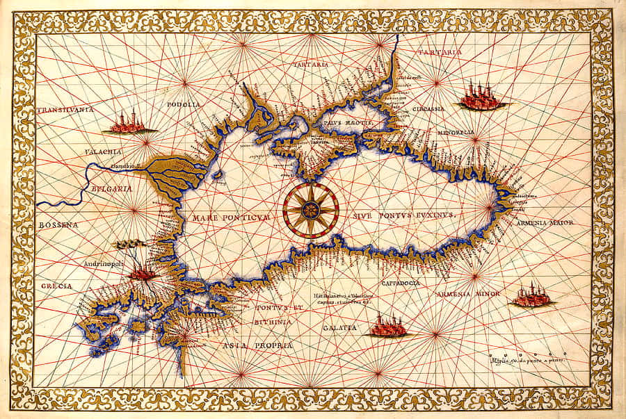 Vintage_ Nautical_ Map_ Black_ Sea Wallpaper