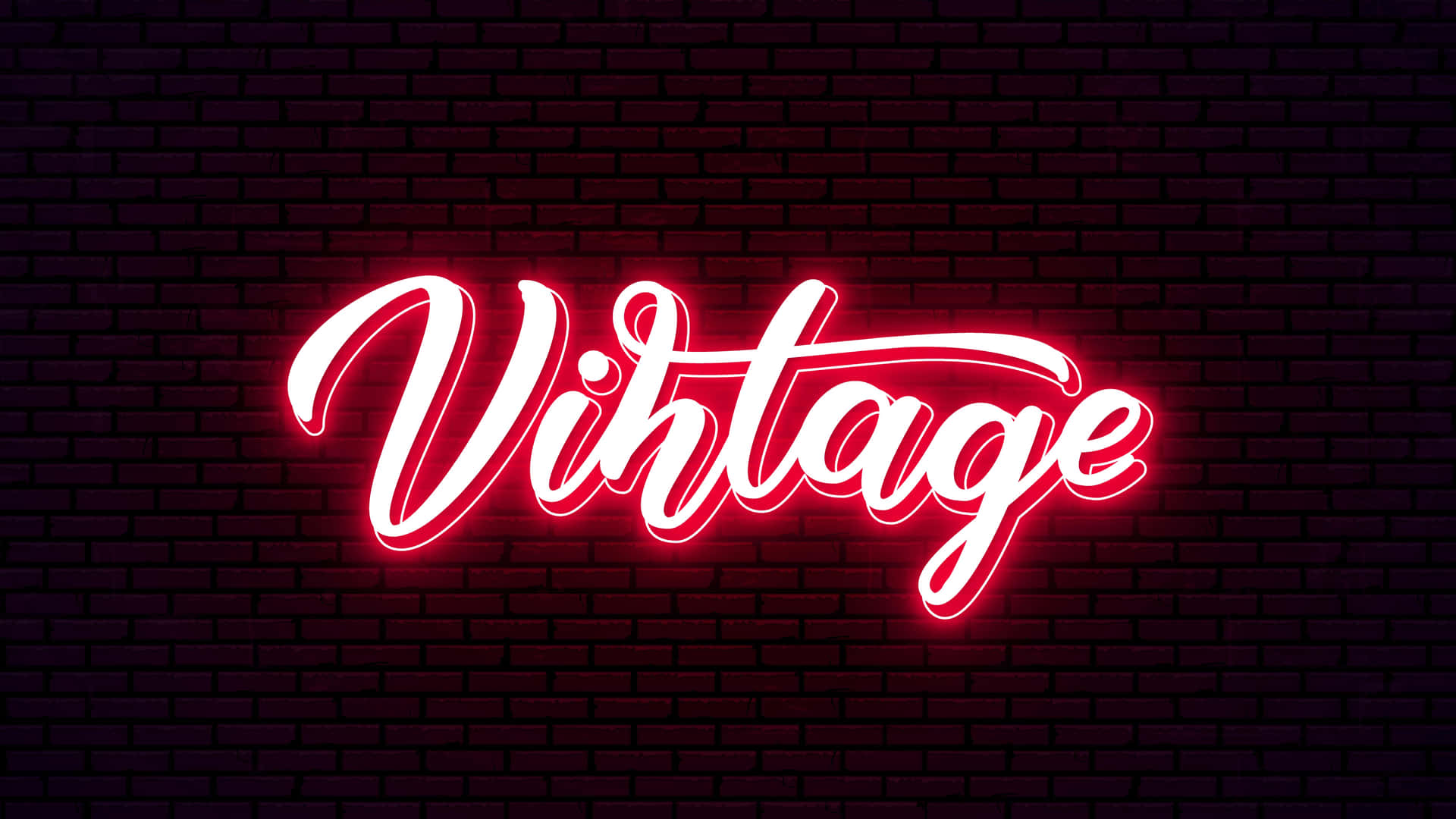 Vintage Neon Signon Brick Wall Wallpaper