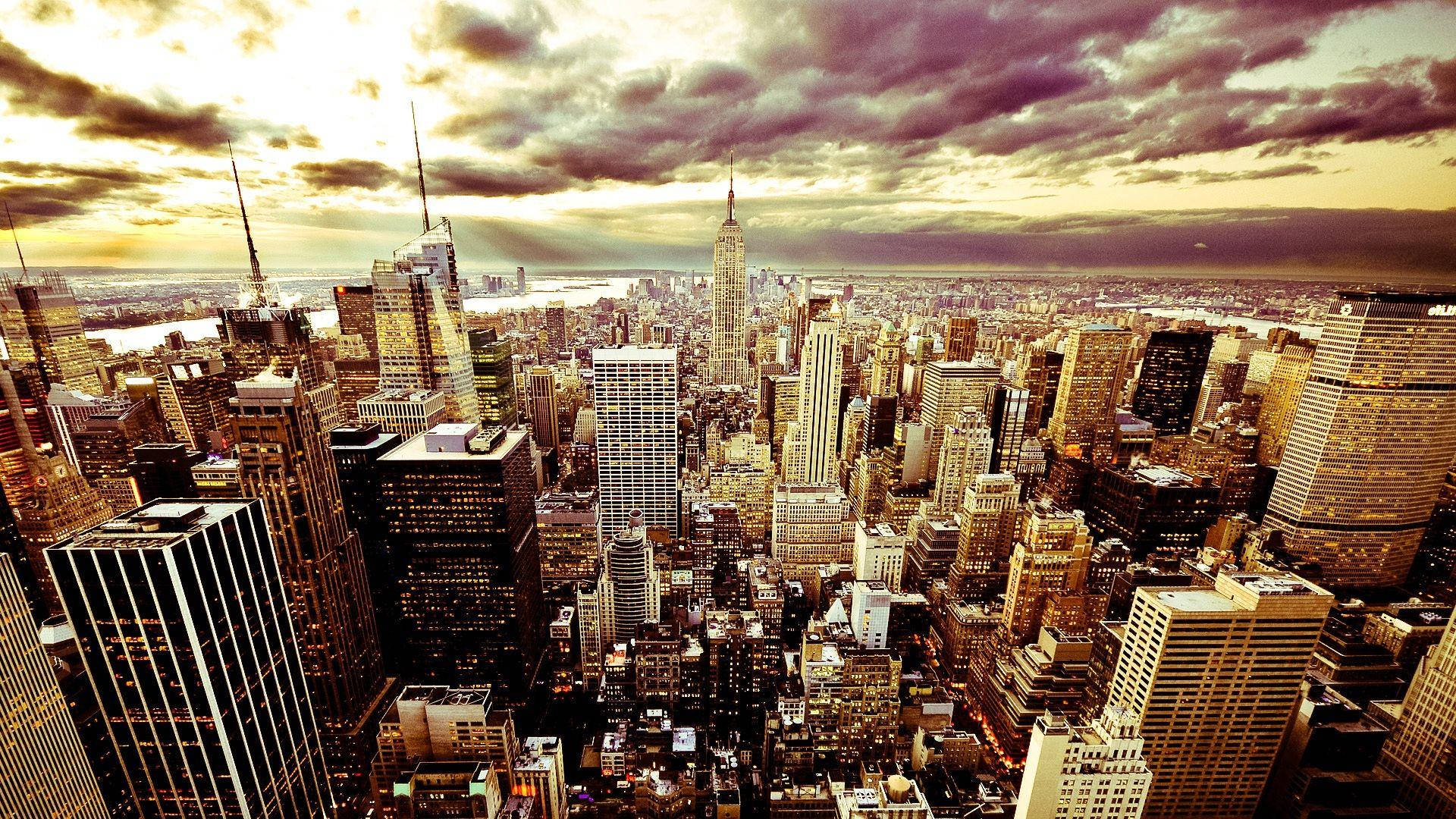 Vintage New York Skyline American City Wallpaper