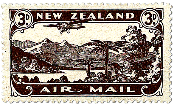 Vintage New Zealand Air Mail Stamp PNG