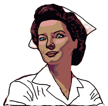 Vintage Nurse Portrait Illustration PNG