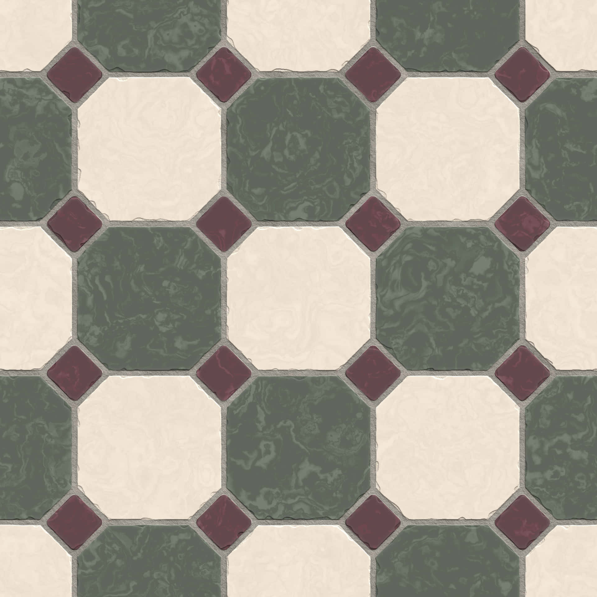 Vintage Octagon Tile Pattern Wallpaper