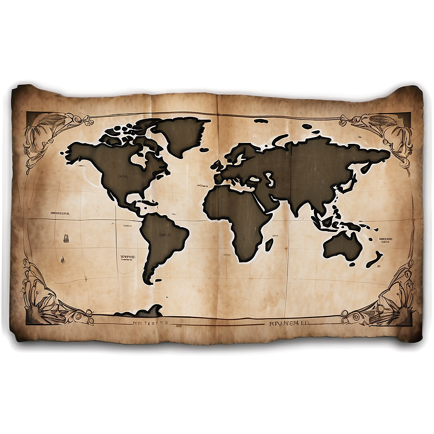 Vintage Old Map Paper Texture Png Bfw PNG