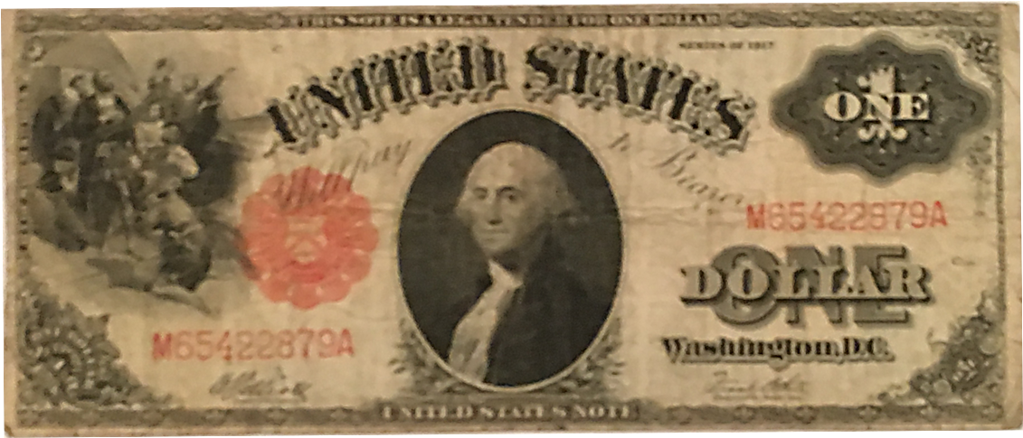 Vintage One Dollar Bill PNG