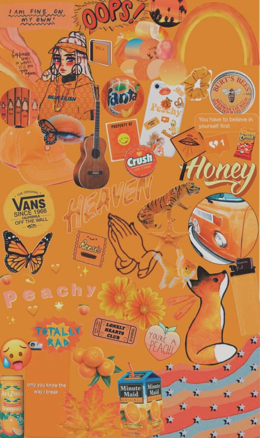 Vintage Orange Aesthetic Collage Wallpaper