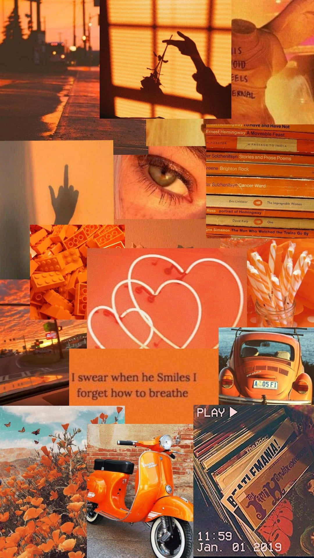 Vintage Oranje Esthetiek Collage Achtergrond