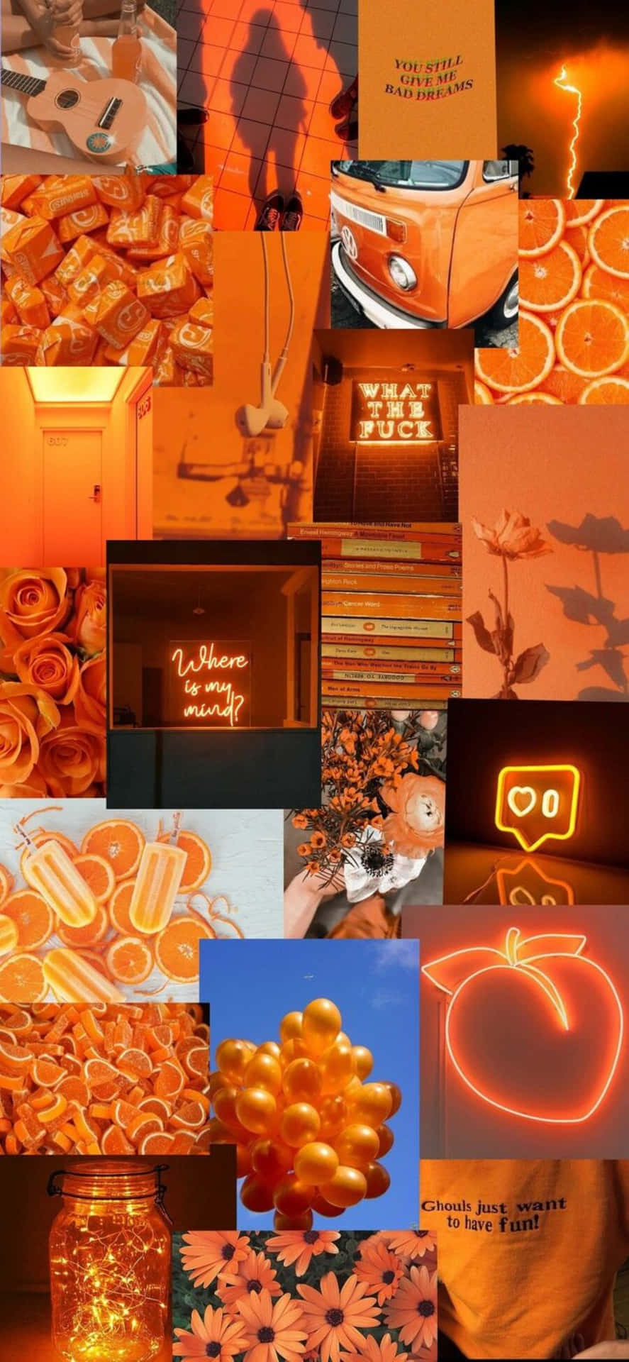 Vintage Orange Aesthetic Collage Wallpaper