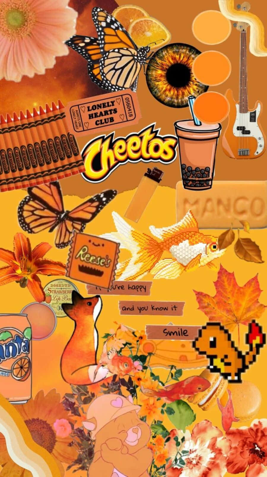 Vintage Orange Aesthetic Collage Wallpaper