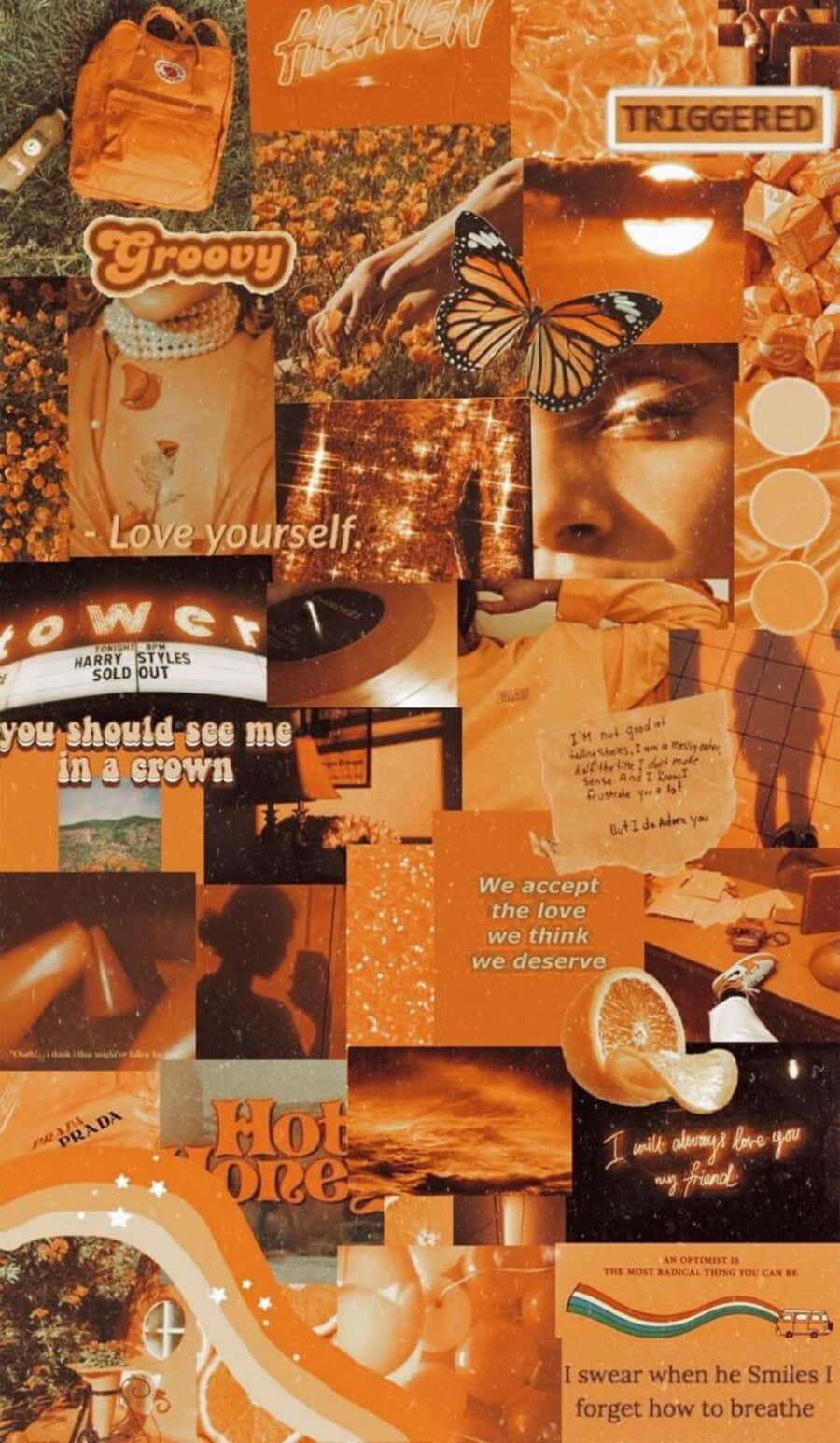 Vintage Orange Aesthetic Collage Wallpaper