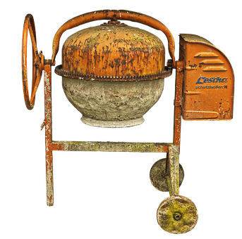 Vintage Orange Concrete Mixer PNG