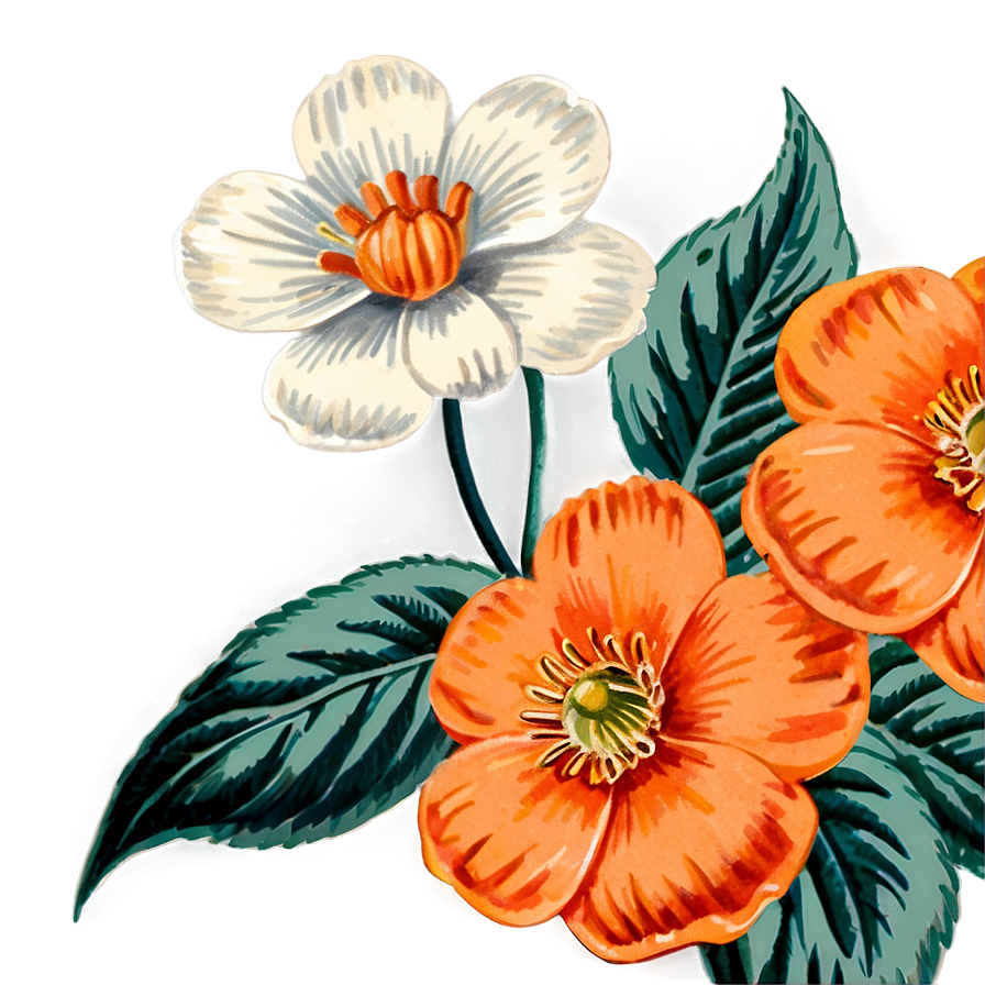 Vintage Orange Flower Png 75 PNG