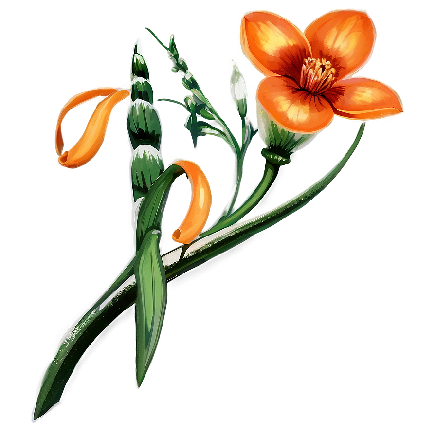 Vintage Orange Flower Png 85 PNG