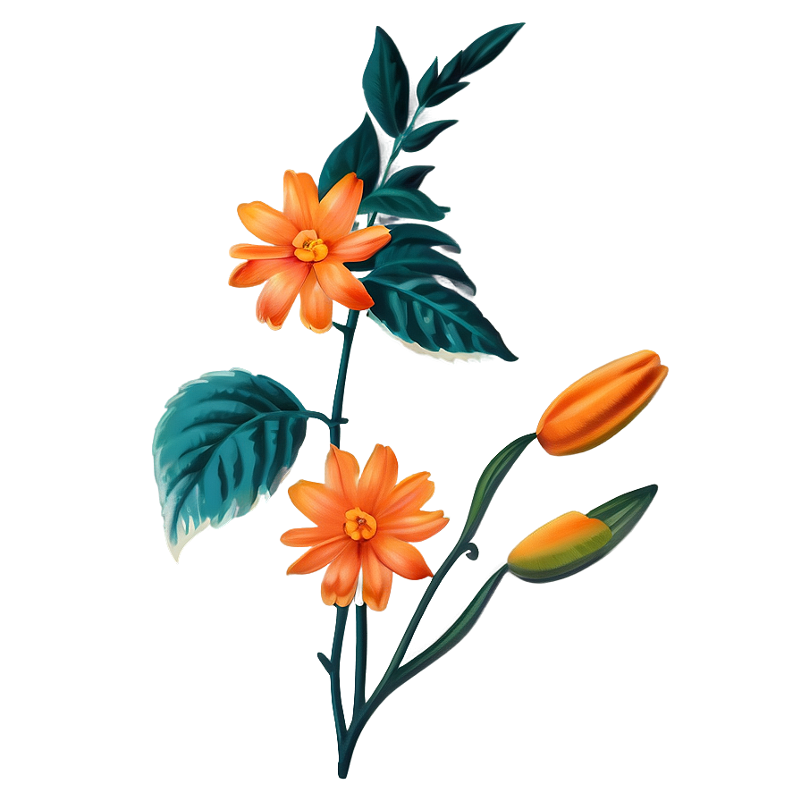 Vintage Orange Flower Png Dpn25 PNG