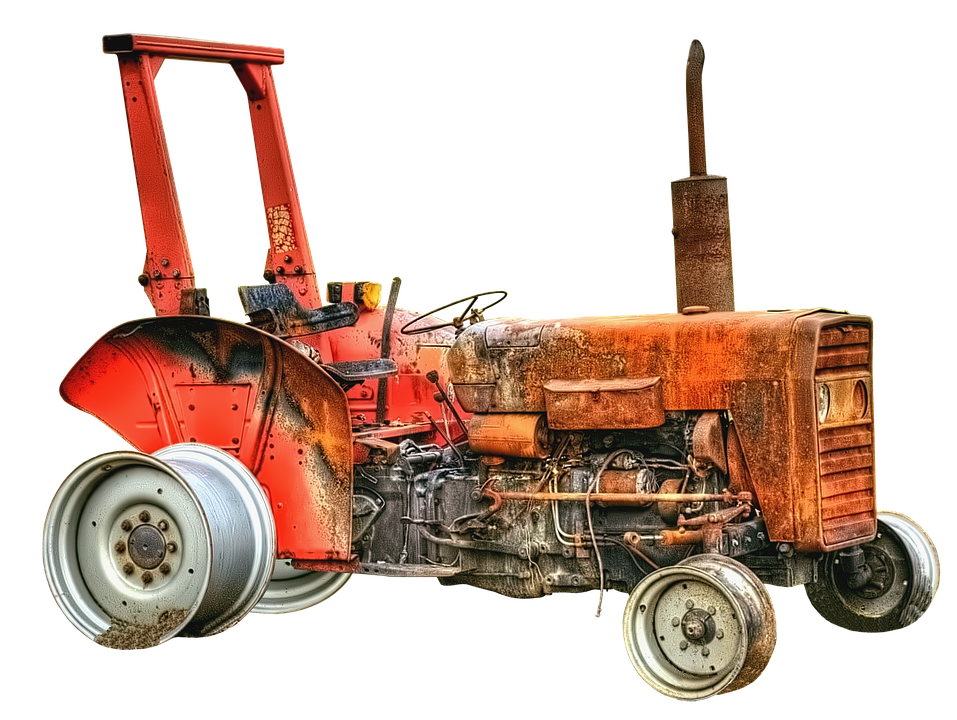 Vintage Orange Tractor PNG