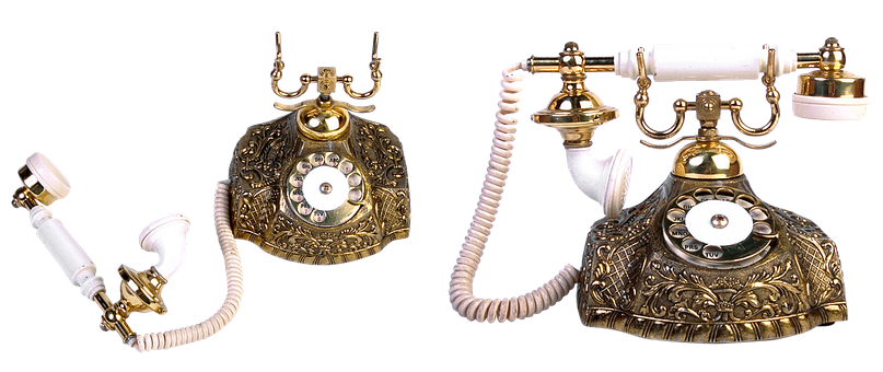 Vintage Ornate Rotary Telephones PNG