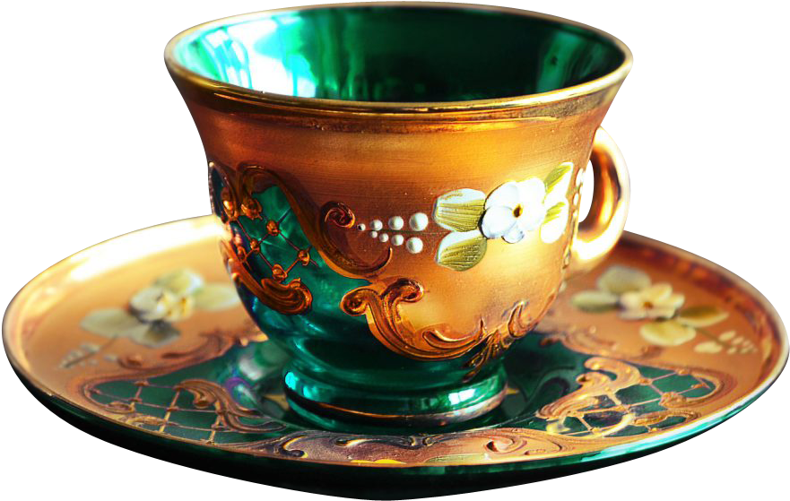 Vintage Ornate Tea Cupand Saucer PNG