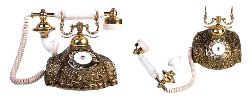 Vintage Ornate Telephone Set PNG
