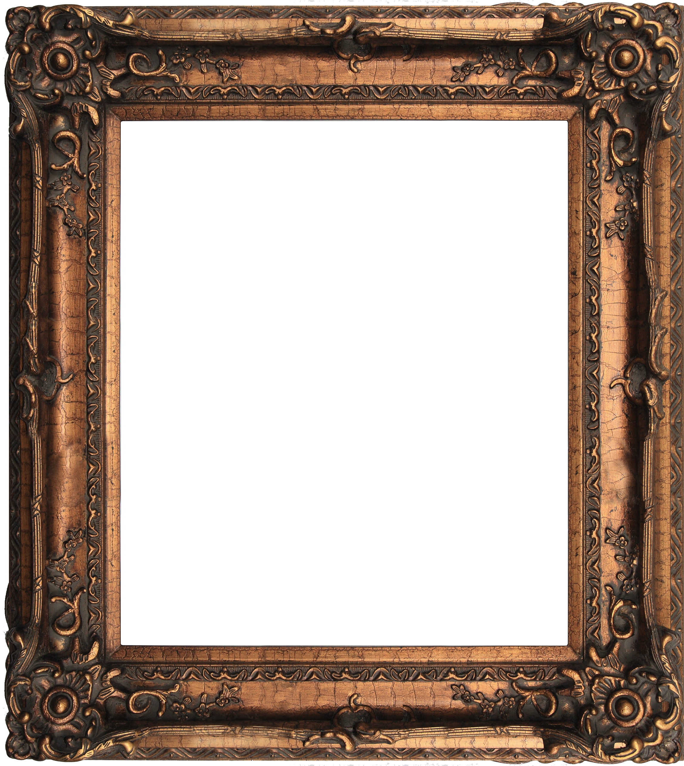 Vintage Ornate Wooden Photo Frame PNG