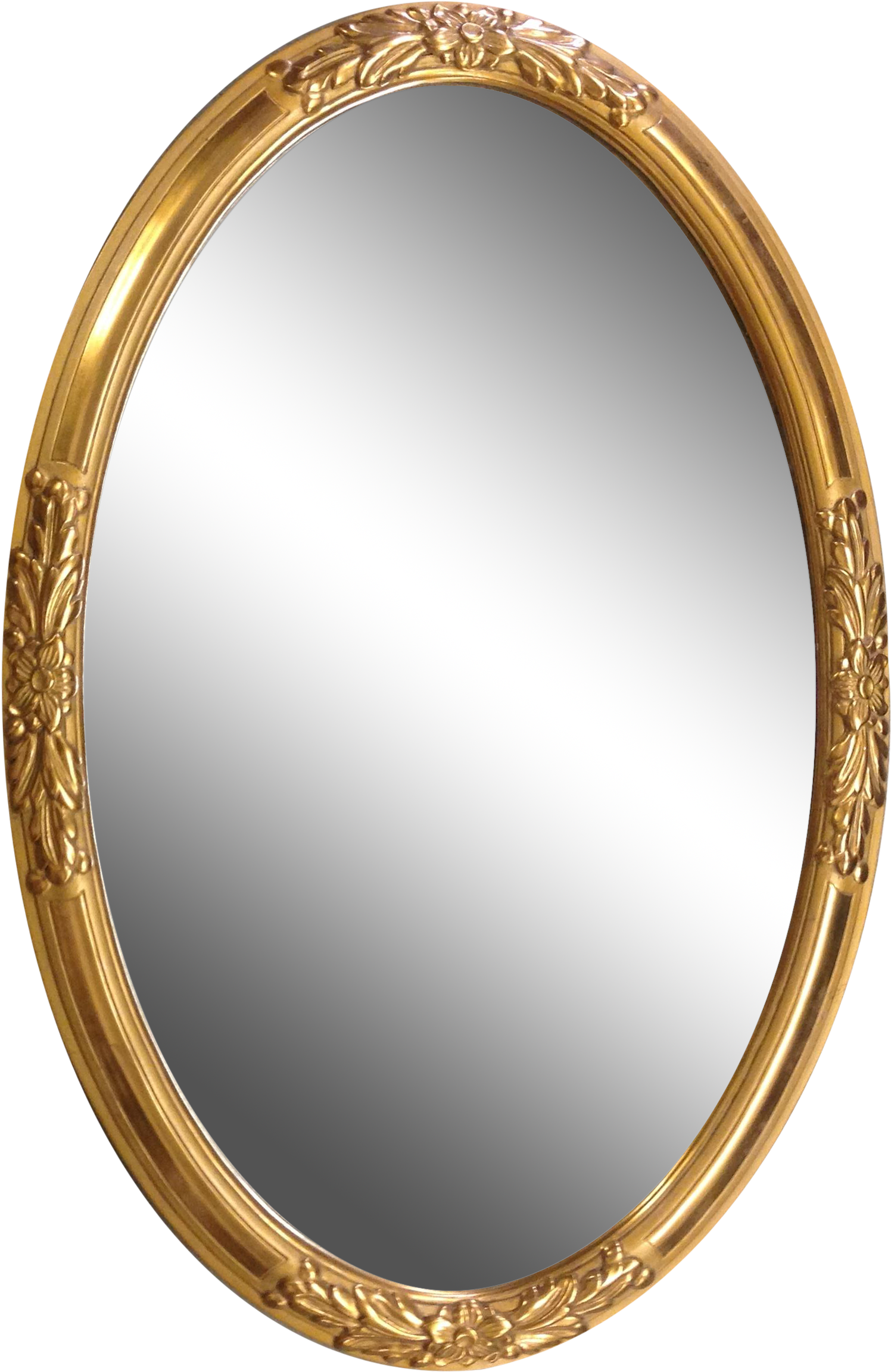 Vintage Oval Gold Frame Mirror PNG