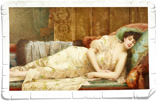 Vintage Painting Reclining Woman Restful Slumber PNG