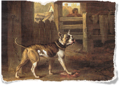 Vintage Paintingof Dogin Barnyard PNG