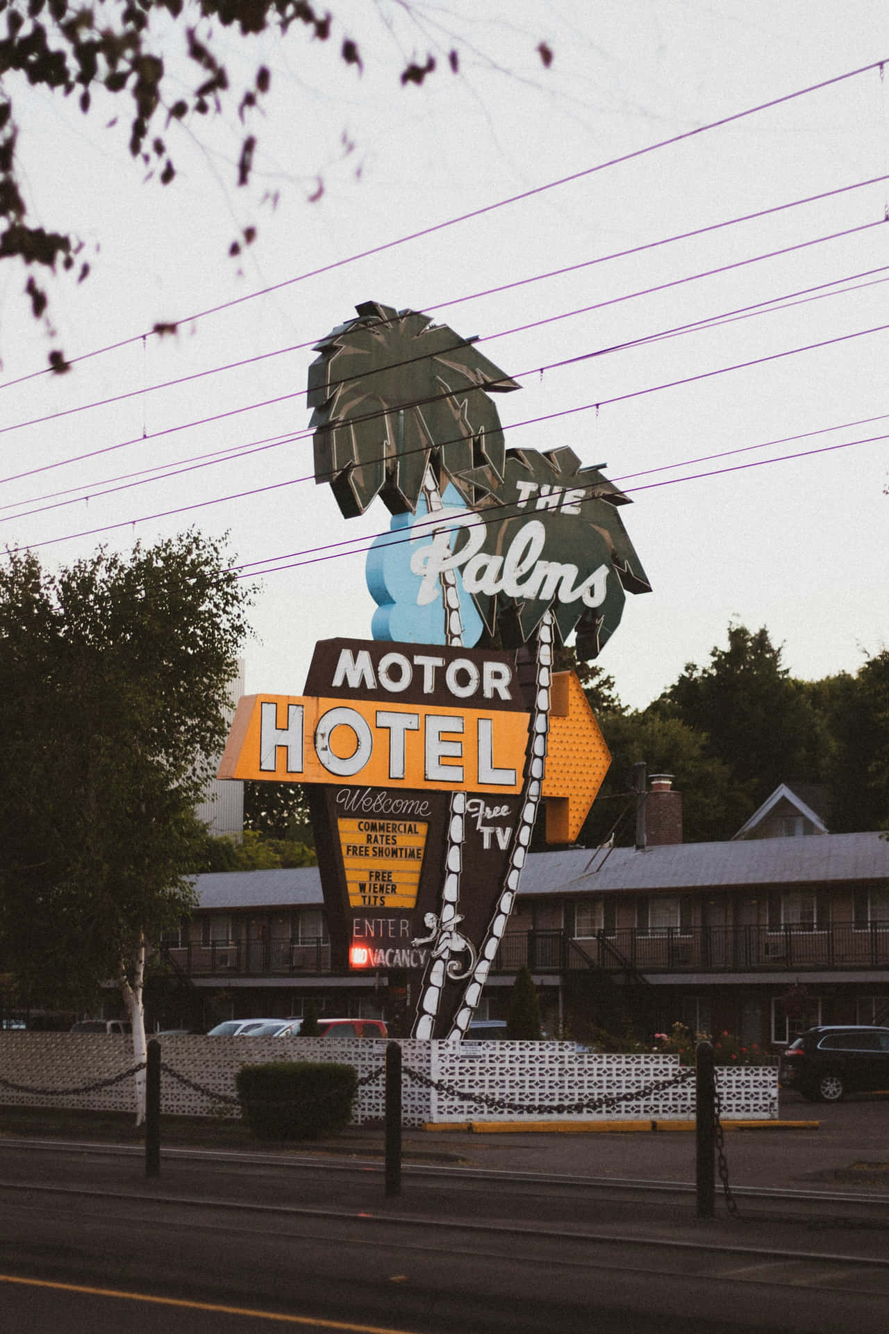 Panneau Vintage De Palms Motor Hotel Fond d'écran