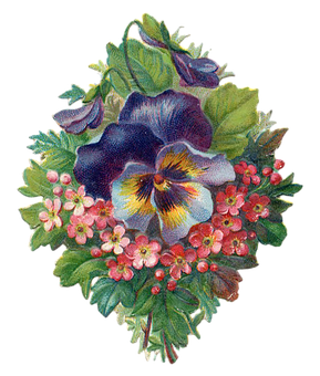 Download Vintage_ Pansy_ Floral_ Arrangement | Wallpapers.com