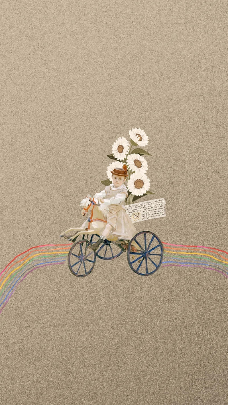 Vintage Paper Art Bicycle Ride Wallpaper