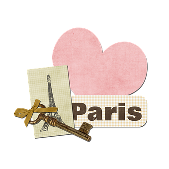 Vintage Paris Love Scrapbook Elements PNG