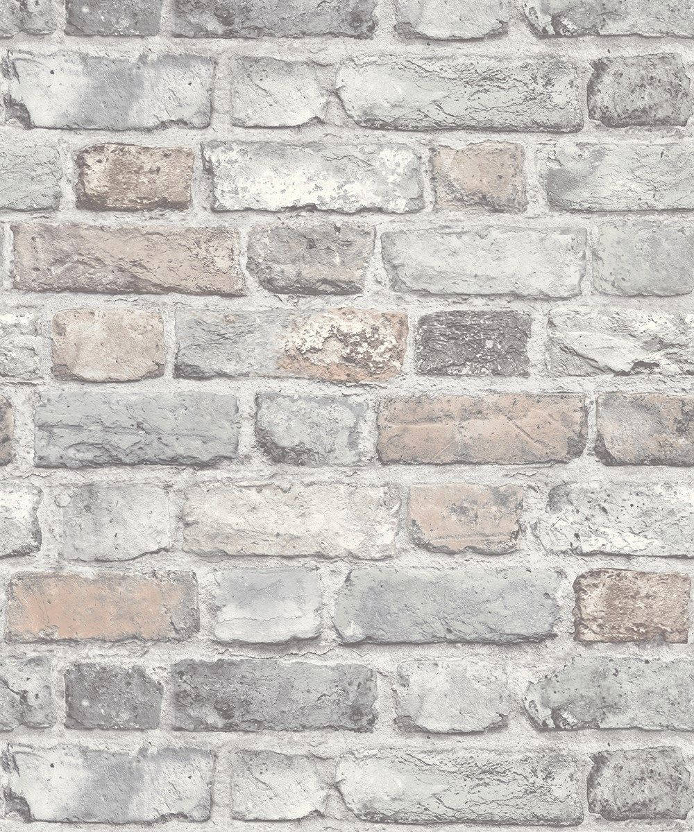 Vintage Pastel Stone Brick Wall Wallpaper