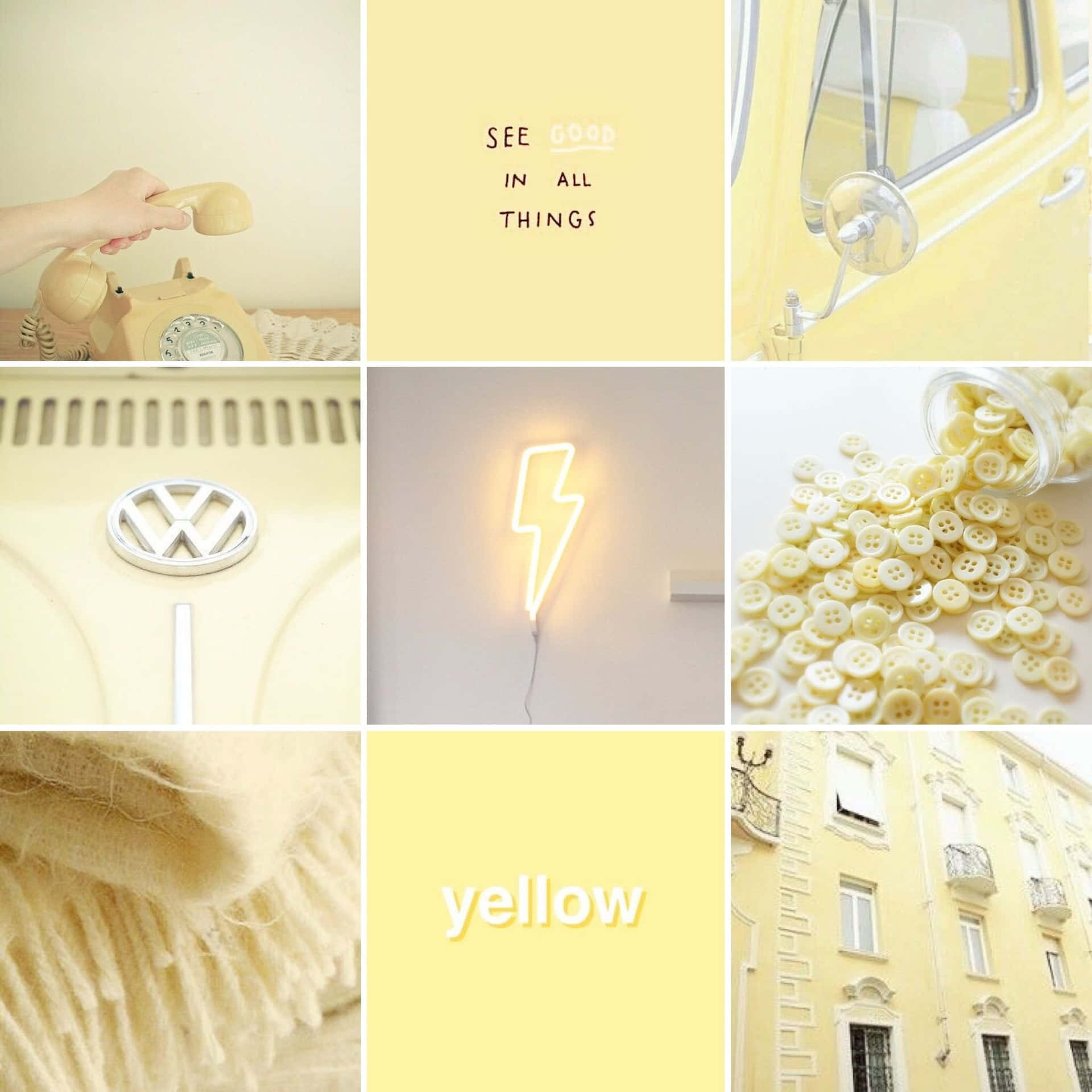 Vintage Pastel Yellow Collage Aesthetic Wallpaper