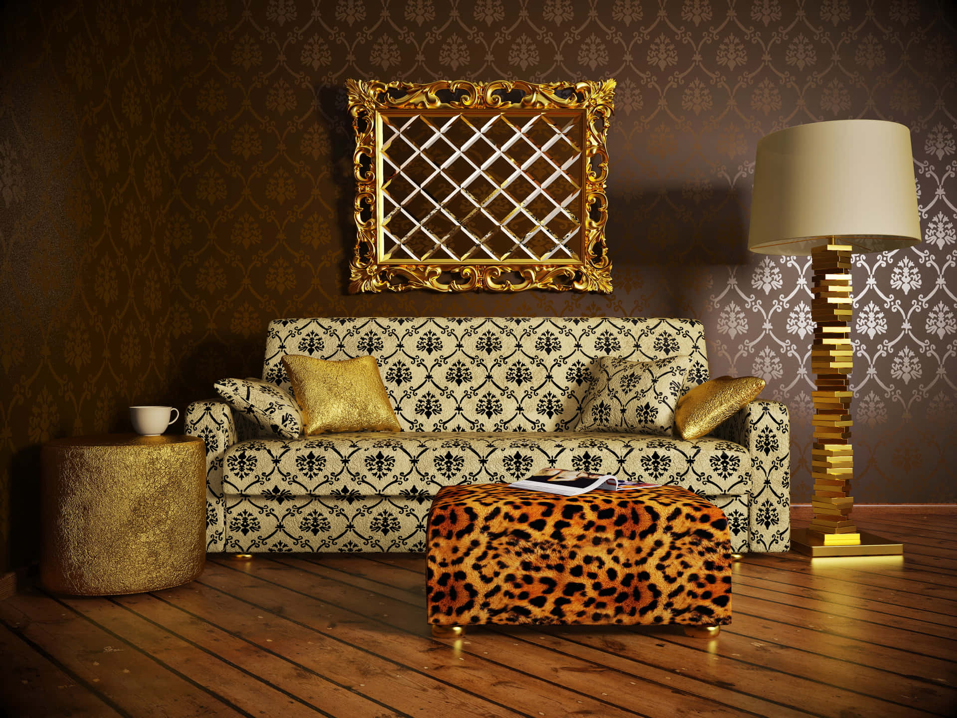 Sophisticated Vintage Patterned Couch Wallpaper