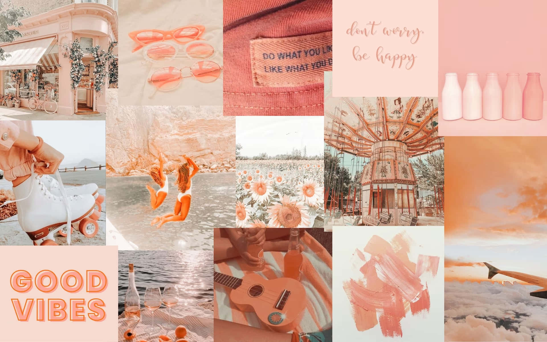 Vintage Peach Aesthetic Collage Wallpaper