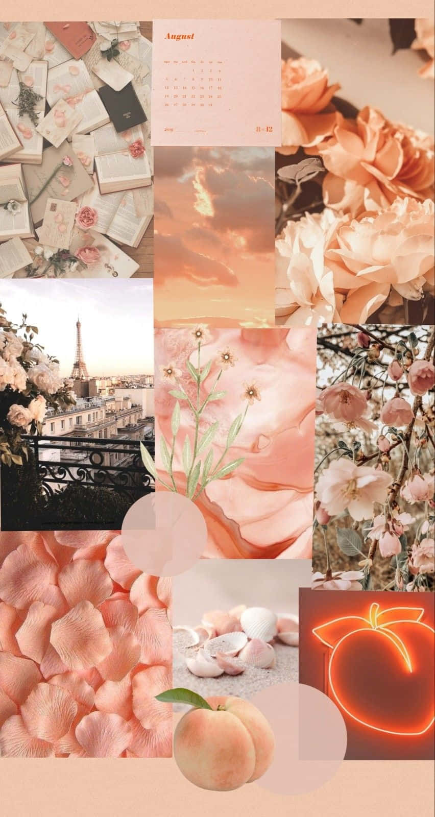 Vintage Peach Aesthetic Collage Wallpaper